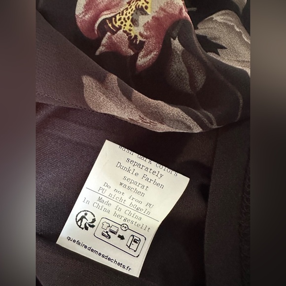 NWT GRACE KARIN Lined Chiffon Dress 3/4 Split Sleeve Black Floral detail Women M - Picture 7 of 7